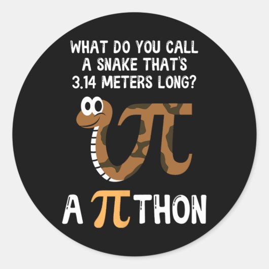 ペットのヘビ数学パイ日Python ラウンドシール (正面)