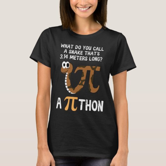 ペットのヘビ数学パイ日Python Tシャツ (正面)