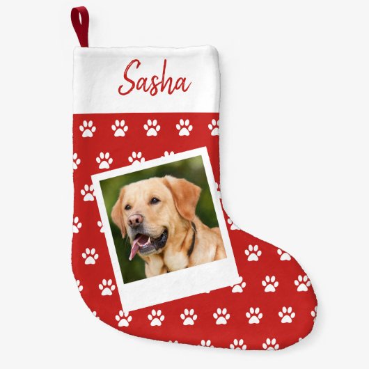 ペットのポーパーソナライズされたトの名前と写真 スモールクリスマスストッキング (正面)