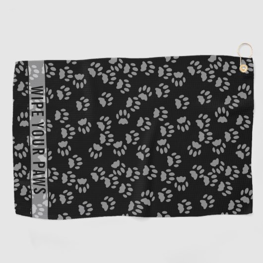 ペットのポープリントブラックとグレーのカスタムゴルフタオル ゴルフタオル (横)