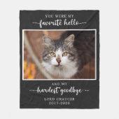 ペットのメモリアルの喪失悔やみや弔慰で最も辛い別れの写真 フリースブランケット (正面)