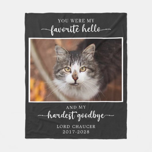 ペットのメモリアルの喪失悔やみや弔慰で最も辛い別れの写真 フリースブランケット (正面)
