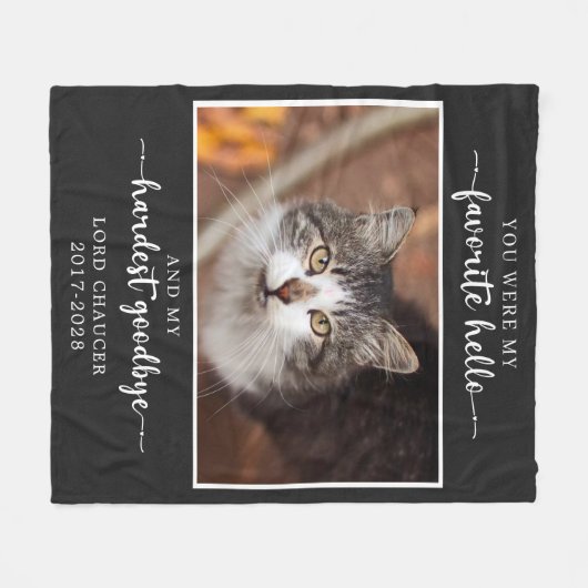 ペットのメモリアルの喪失悔やみや弔慰で最も辛い別れの写真 フリースブランケット (正面(横))