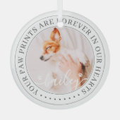 ペットのメモリアル手プリントハートエレガントシック写真 ガラスオーナメント (正面)