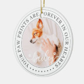 ペットのメモリアル手プリントハートエレガントシック写真 セラミックオーナメント (左)