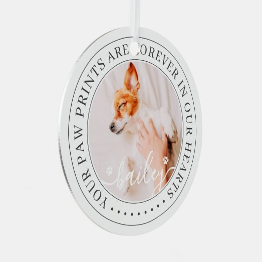 ペットのメモリアル手プリントハートエレガントシック写真 メタルオーナメント (正面右)