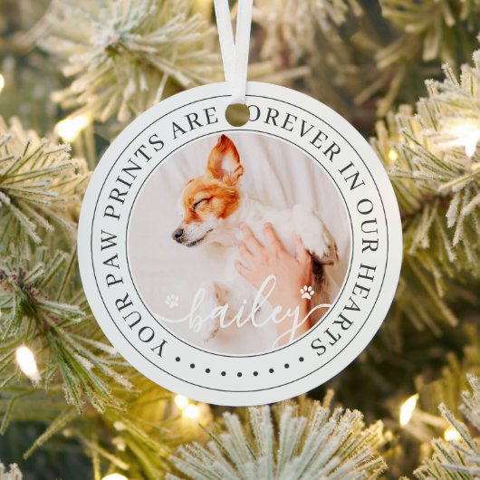 ペットのメモリアル手プリントハートエレガントシック写真 メタルオーナメント (インサイチュ)