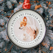 ペットのメモリアル手プリントハートエレガントシック写真 メタルオーナメント