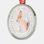 ペットのメモリアル手プリントハートエレガントシック写真 メタルオーナメント (左)