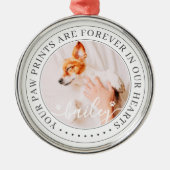 ペットのメモリアル手プリントハートエレガントシック写真 メタルオーナメント (正面)