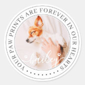 ペットのメモリアル手プリントハートエレガントシック写真 ラウンドシール (正面)