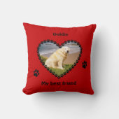 ペットのメモリーポーは写真を赤で印刷 クッション (正面)