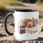 ペットのモダングランジクールタイポグラフィ名Photo Paw マグカップ<br><div class="desc">このシンプルデザインはモダンシンプルタイポグラフィとモダンよくはしゃぐして構成される。ペットカスタムの写真を追加。</div>