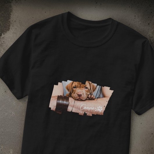 ペットのモダングランジクールタイポグラフィ名Photo Paw Tシャツ