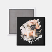 ペットのモダンタイポグラフィクール名と写真 マグネット (正面/裏面)