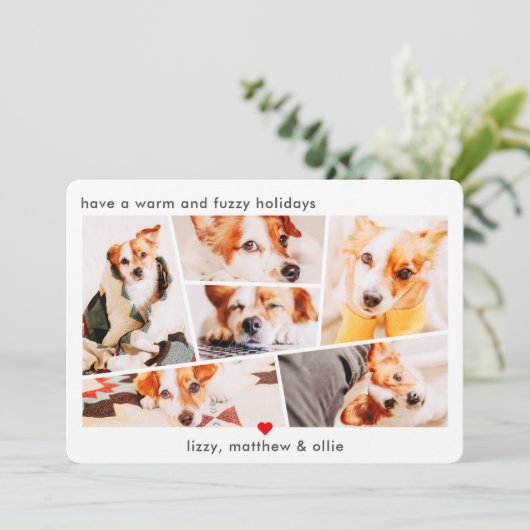 ペットのモダン シンプル カスタム 6 画像 コラージュ フォト シーズンカード (スタンド正面)