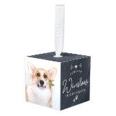 ペットのロストギフトドッグ記念4写真記念 キューブオーナメント (正面アングル)