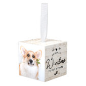 ペットのロストギフトドッグ記念4写真記念 キューブオーナメント (正面アングル)