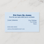 ペットの世話の名刺 名刺 (裏面)