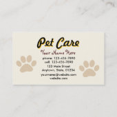 ペットの世話の名刺 名刺 (裏面)