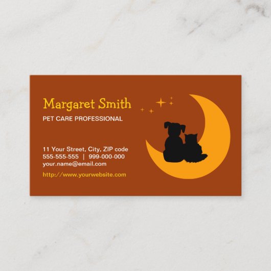 ペットの世話は付き添いの獣医の名刺をかわいがります 名刺 (正面)