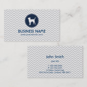 ペットの世話犬のモノグラム灰色のシェブロンは縞で飾ります 名刺 (正面/裏面)