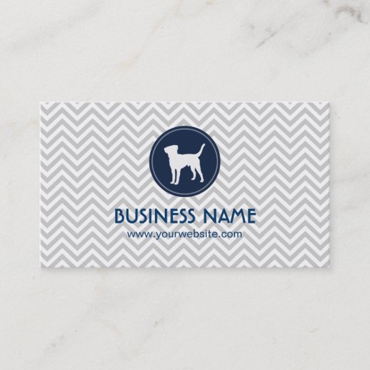 ペットの世話犬のモノグラム灰色のシェブロンは縞で飾ります 名刺 (正面)
