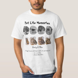 ペットの人生の思い出 8枚のフォトコラージュ トリビュート テンプレート Tシャツ