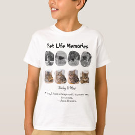 ペットの人生の思い出 8枚のフォトコラージュ トリビュート テンプレート Tシャツ