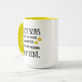 ペットの写真おもしろい黄色と不機嫌な犬の引用文 マグカップ (正面左)