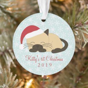 ペットの写真がポイントのクリスマス猫 オーナメント