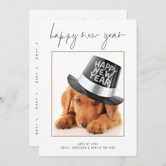 ペットの写真でハッピーニューイヤー2026カレンダー シーズンカード (正面/裏面)