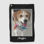 ペットの写真と名カスタマイズ前、白黒 ゴルフタオル (正面)