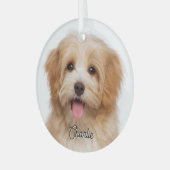 ペットの写真と名前を入れたクリスマスオーナメント ガラスオーナメント (正面左)