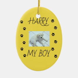 ペットの写真と名前1枚をプリント セラミックオーナメント