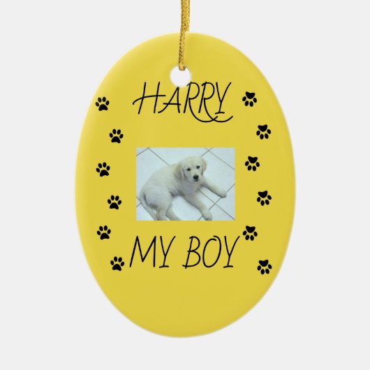 ペットの写真と名前1枚をプリント セラミックオーナメント (正面)