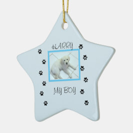 ペットの写真と名前1枚をプリント セラミックオーナメント