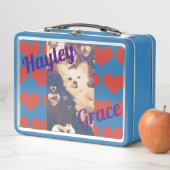 ペットの写真と子供の名前を追加する メタルランチボックス (インサイチュ)