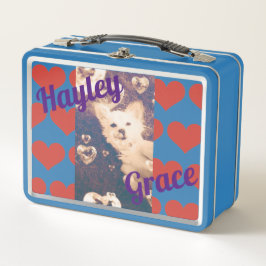 ペットの写真と子供の名前を追加する メタルランチボックス