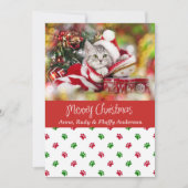 ペットの写真のクリスマスカードと足の跡 シーズンカード (正面)