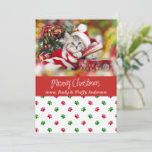 ペットの写真のクリスマスカードと足の跡 シーズンカード (スタンド正面)
