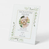 ペットの写真のシグネチャードリンク結婚グリーンリー 台座サイン (正面)