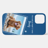 ペットの写真のスタイリッシュ青い犬 Case-Mate iPhoneケース (裏面 (横))