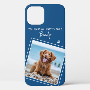 ペットの写真のスタイリッシュ青い犬 iPhone 12ケース