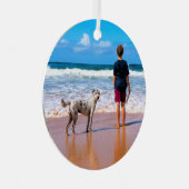 ペットの写真のパーソナライズされたクリスマスオーナメント メタルオーナメント (正面右)