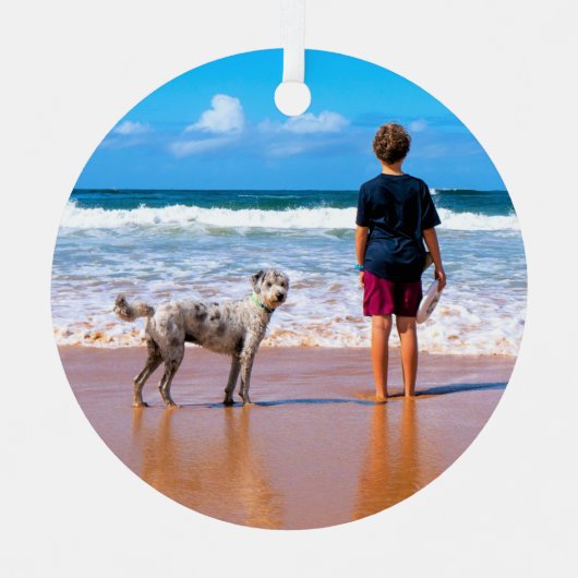 ペットの写真のパーソナライズされたクリスマスオーナメント メタルオーナメント (正面)