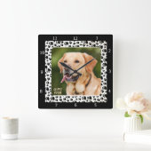 ペットの写真の個人用追加 スクエア壁時計 (ホーム)