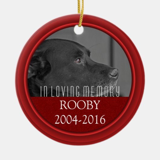 ペットの写真の名前|のパーソナライズな犬の記念の損失 セラミックオーナメント (正面)