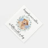 ペットの写真の後ずっと幸せに緑の犬結婚の スタンダードランチョンナプキン (角)