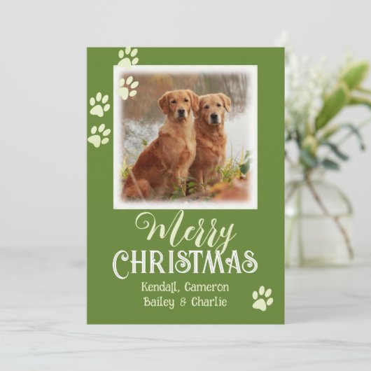 ペットの写真の手がメリークリスマスカードをプリント 招待状 (スタンド正面)